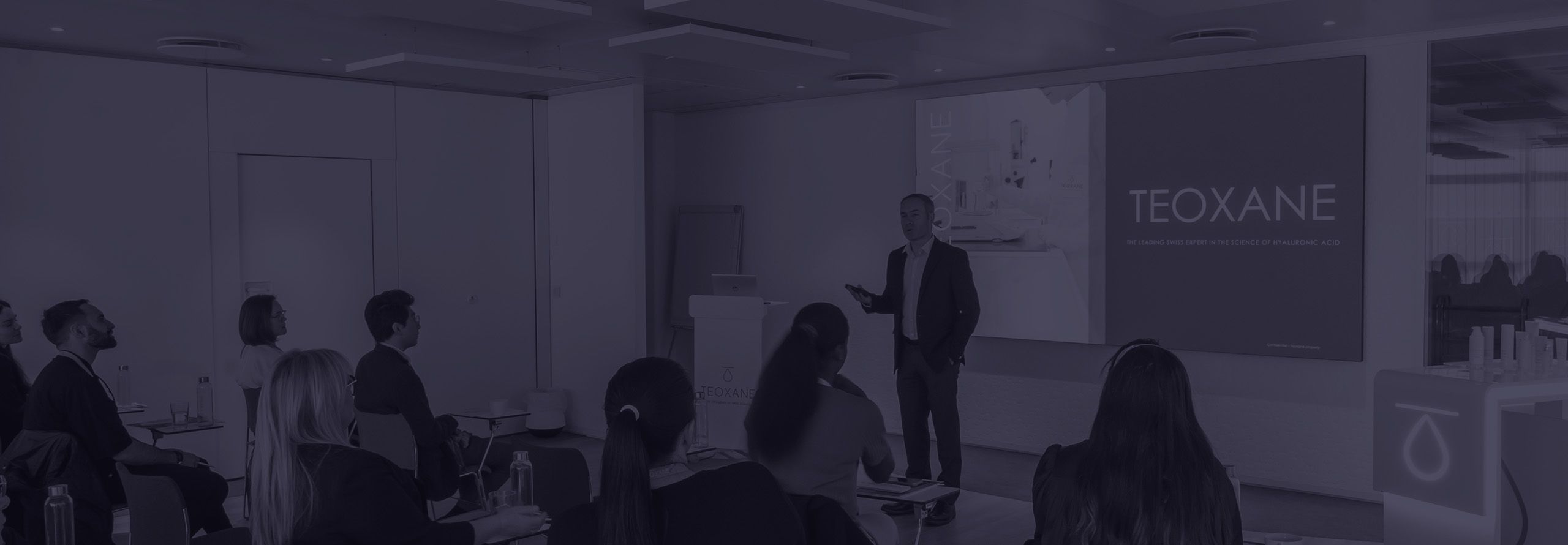 Background banner with dark purple drops