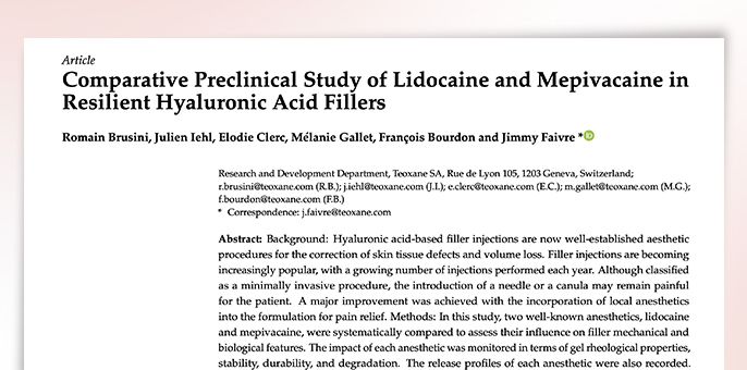 Comparative Preclinical Study of Lidocaine and Mepivacaine in Resilient Hyaluronic Acid Fillers